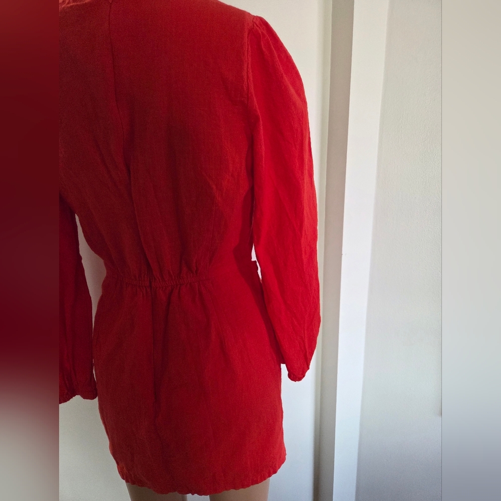 And Now This Orange/Coral Cut Out Mini Dress Size Small Long Sleeve - Picture 8 of 9